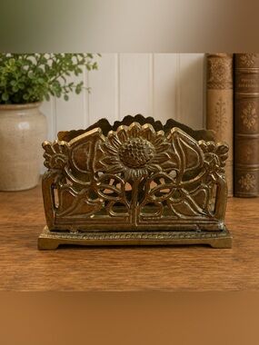 Brass Art Nouveau Floral Letter Holder